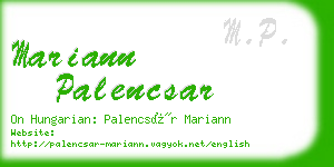 mariann palencsar business card